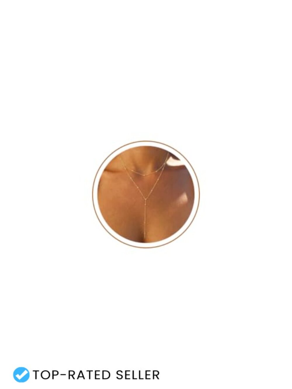 14k Gold Plated Lariat Y Necklace for Women, Layered Bead Drop Chain, Long